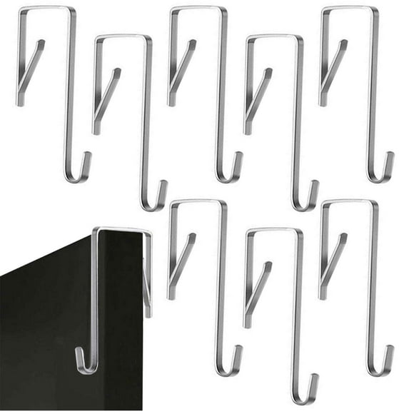 Lot de 12 Crochets de Porte en Acier Inoxydable Robustes, Crochets de Porte Ajustables par-Dessus la Porte pour Suspendre des Vêtements, Chapeaux, Clés, Serviettes, Manteaux, Sacs à Main, Ornements