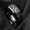 thumbnail image 2 of Tungsten Rings for Men Wedding Bands for Him 8mm Black and Green Carbon Fiber, 2 of 4