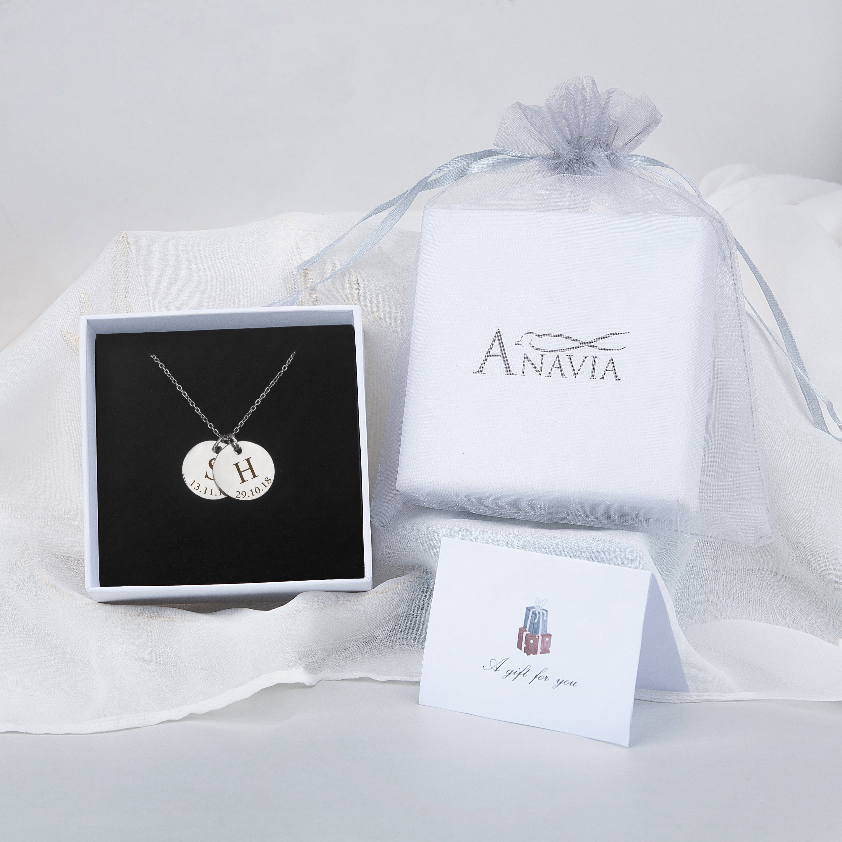 Personalized Silver Initial Date Disc Necklace - Mother's Day Gift for Mom - Engravable Jewelry for Her - Custom Anniversary Pendant - Ships Next Day!