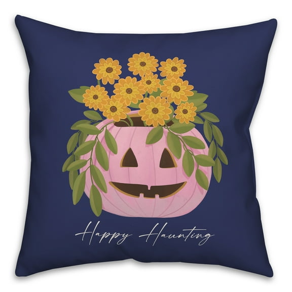 Creative Products Floral Jackolantern 16 x 16 Spun Poly Pillow
