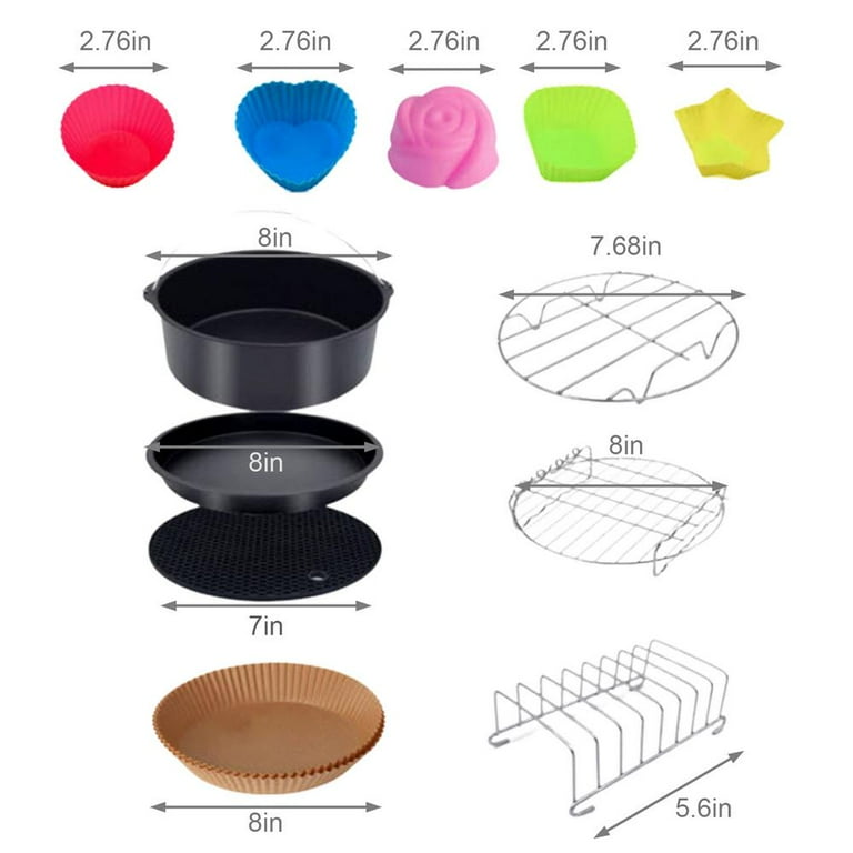 Famure Air Fryer Accessories 15 PCS Fit 3.2-5.8QT Square Air Fryer With Oil  Sprayer Bottle 8 Inch Cake Pan Pizza Pan Air Fryer Liner Compatible For  Chefman Cosori Phillips Instant Gowise appealing 