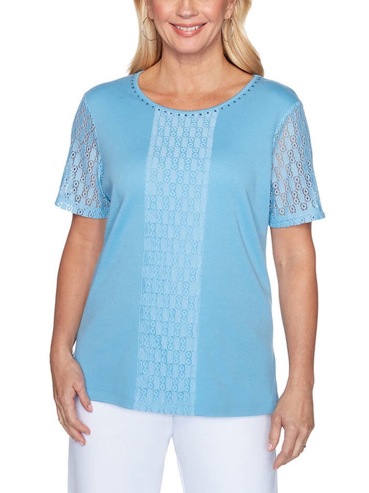 aqua blue women's tops