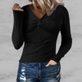 thumbnail image 2 of Women Blouses Chiffon Tunic Loose Long Sleeve Tees for Women V Neck Long Sleeve T Shirts Pack Peach Blouse Dressy T Shirt Top Work Shirt 6 Foam Sportswear Peach Turtleneck round Black S, 2 of 6