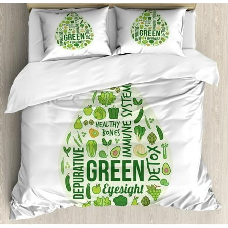 Avocado King Size Duvet Cover Set Teardrop Shape Image For