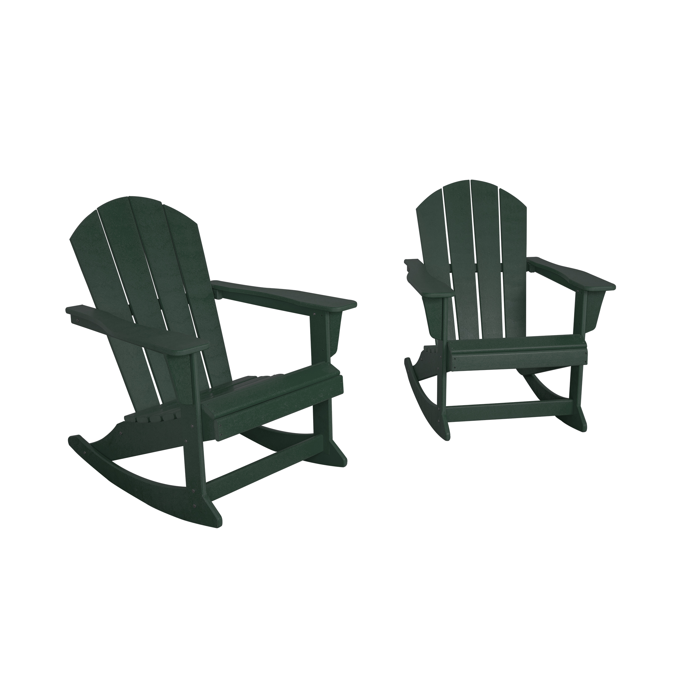 GARDEN Set of 2 - Plastic Outdoor Rocking Chairs for Patio Porch, Dark Green