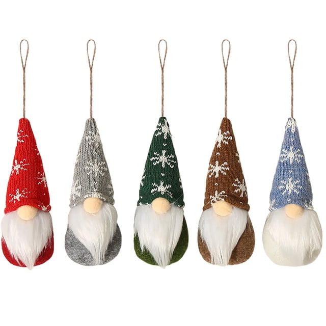 Copo de nieve a rayas Sombrero de punto Muñeca sin rostro Árbol de Navidad Adornos decorativos Sumin CACAGOO Modelo A