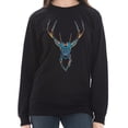 thumbnail image 3 of Plus Size Psychedelic Deer Graphic Long Sleeve Crewneck Tee - Black XL, 3 of 4