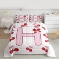 thumbnail image 3 of Feelyou Princess Monogrammed H Bedding Comforter Set, Fashion Ribbon Cherry Twin Comforter Sets, Teens Kids Girls Women Reversible Bedding Set, Luxury Bedroom Decor, 2-Piece, 3 of 9