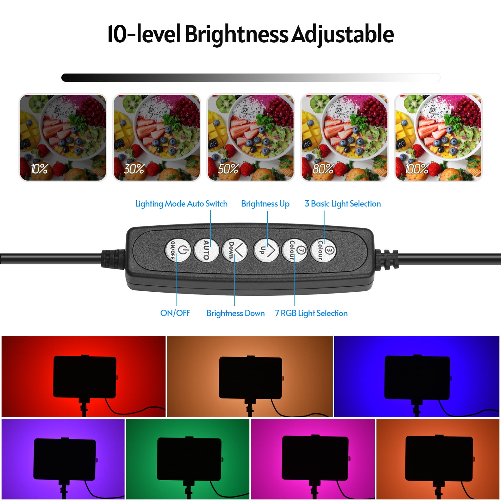 Photography Lamp,1 * 10 Usb Powered Conference Live Video Conference 7 Colors 3200k-5600k Colors 3200k-5600k 10 Usb Powered 1 Led Video 3200k-5600k 10 Usb Portable Video Kit Eryue Led Panel