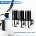 thumbnail image 4 of Soap Dispenser - 3 Chamber Black No Drill Bathroom Shampoo and Conditioner Dispenser for Shower, Wall Mounted Largre Capacity Refillable Dipsenser, 4 of 6