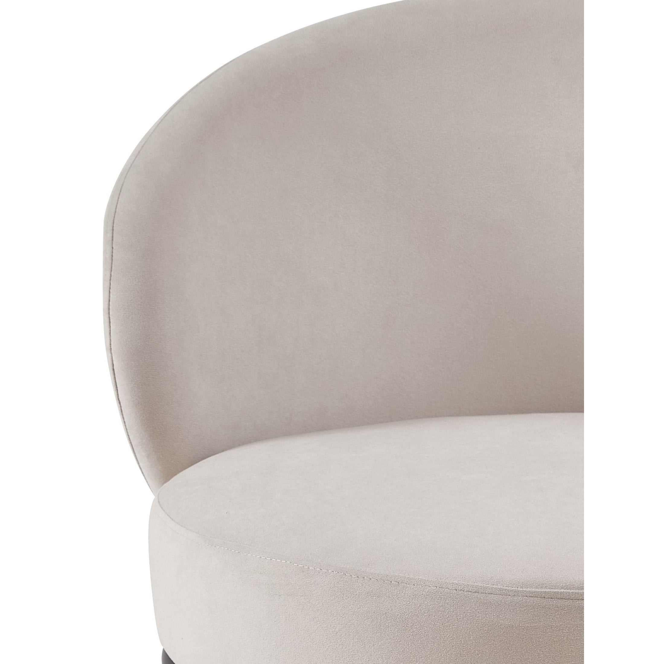 GDF Studio 27.36" Mid-Century Modern Round Accent Chair with Velvet Upholstery, Black Metal Legs, Beige