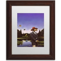 Trademark Fine Art 'Kangaroo Hat' Canvas Art by Nick Bantock, White Matte, Wood Frame