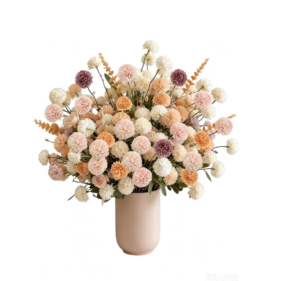 Miracliy 19-Stems Artificial Marigold and Eucalyptus Mixed Autumn Fake Flowers, Multi-Color Faux Floral Bouquet for Home Table Vase Decor