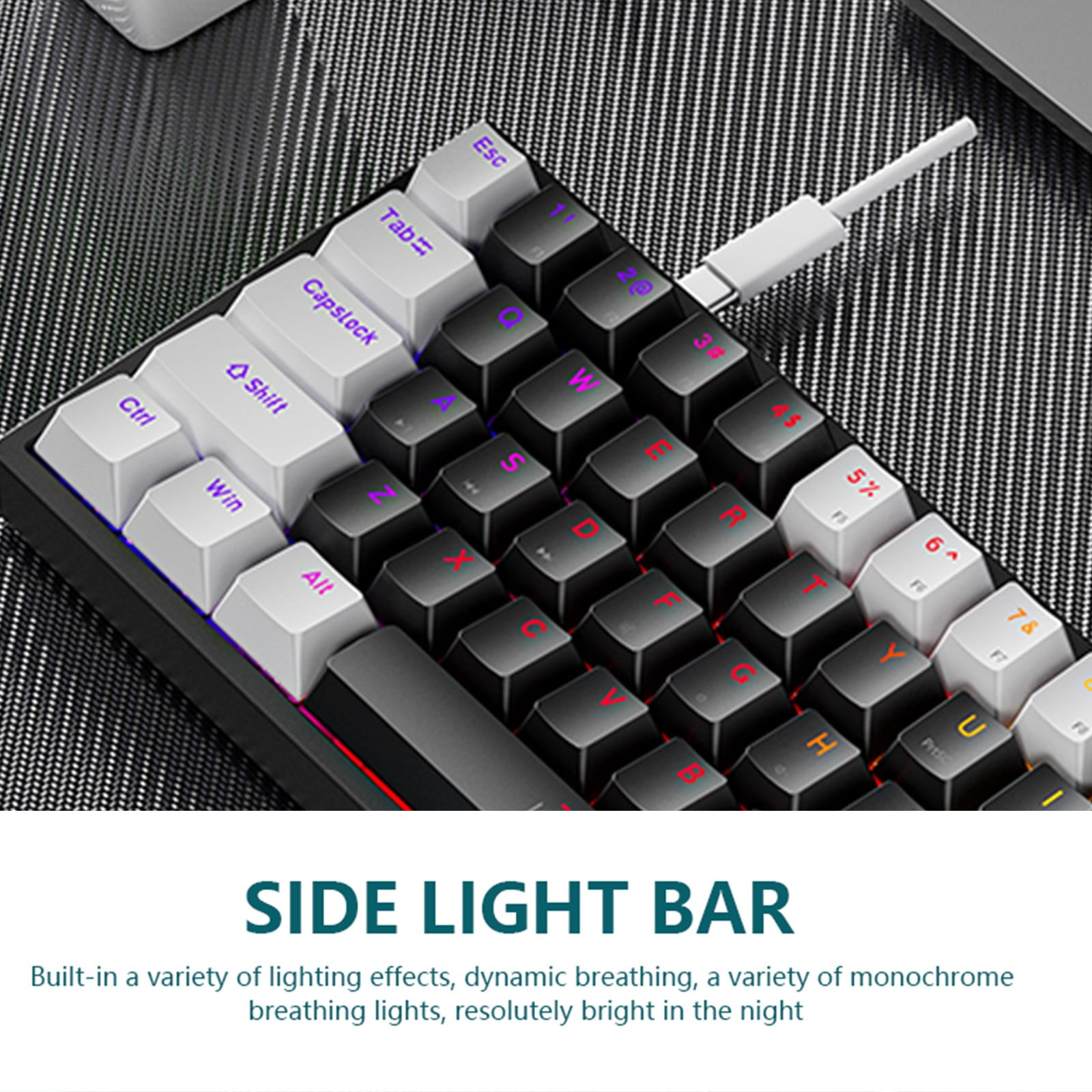 Augper Wired 60% Mechanical Gaming Keyboard RGB Backlit Compact 61 Keys Keyboard With Blue Switches For Windows PC