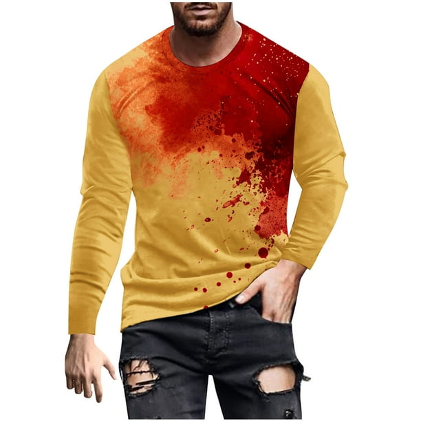 Blusas y camisas de manga larga y cuello redondo para hombre, camisetas casuales con estampado de moda y cuello redondo, blusas de licra de manga corta para hombre.