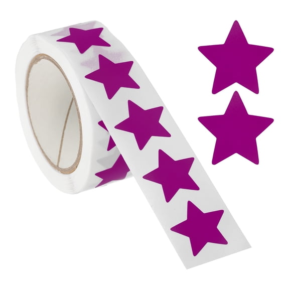 Star Stickers Roll 3/4", 500 Pcs Self-Adhesive Reward Stickers for Classroom Supplies, Purple