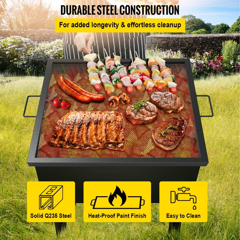 VEVOR Square Fire Pit Grate X Marks Square Grill Grate Black