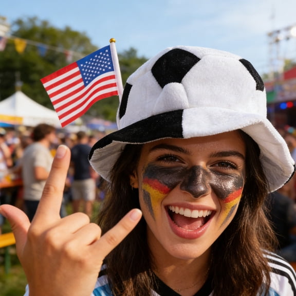 FENGGUIQU America Flag Black and White Soft Velvet Soccer Party Hat