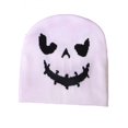 thumbnail image 2 of FAWUUDO Halloween Beanie Hats Adults Pumpkin Face Knitted Cap Halloween Decoration Outdoor Warm and Comfortable White, 2 of 3