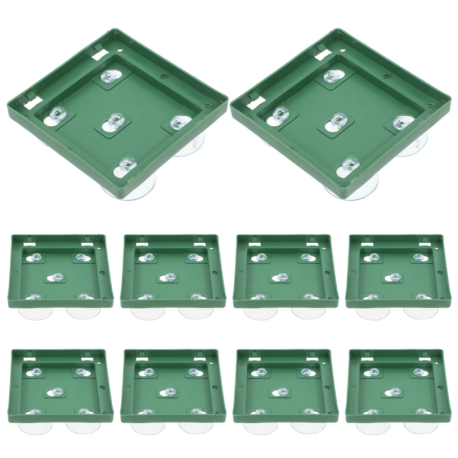 FOMIYES Floral Cage Holder Green Plastic for Home Suction Cup Design Flower Mud Tray 20Pcs