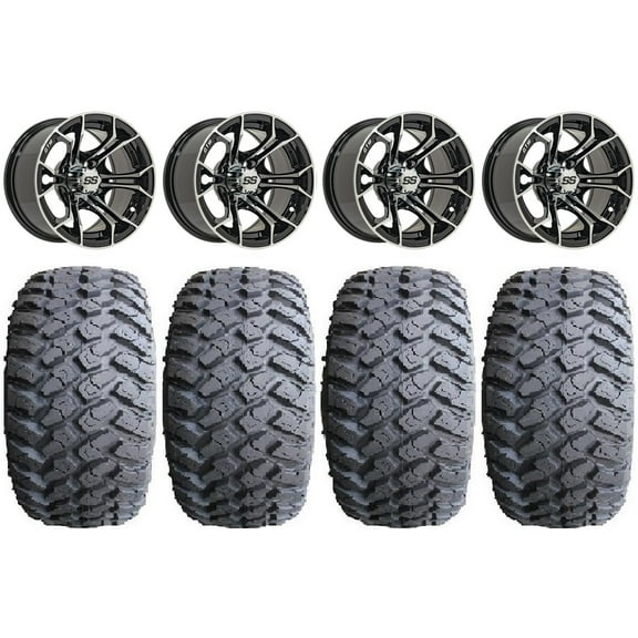GTW Spyder 12" Golf Cart Wheels Machined 23" Hammer Tires E-Z-GO & Club Car