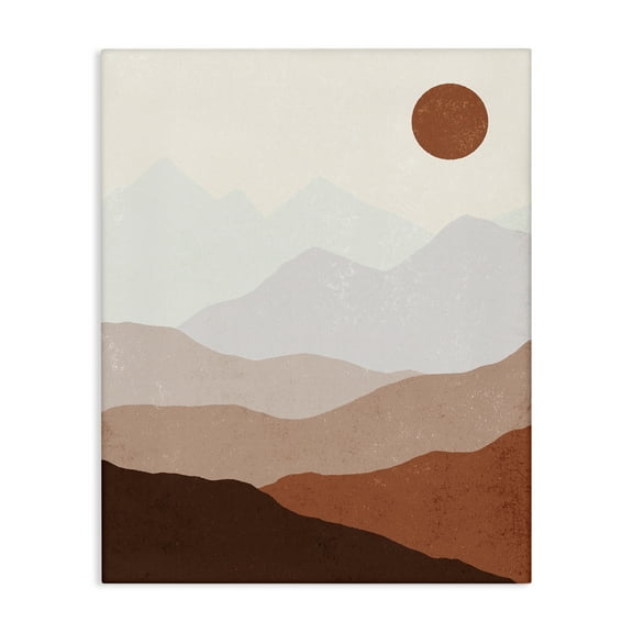 Stupell Industries Afternoon Sun Over Mountains Abstract Painting Wrapped Canvas Art Print Wall Art, 16 x 20