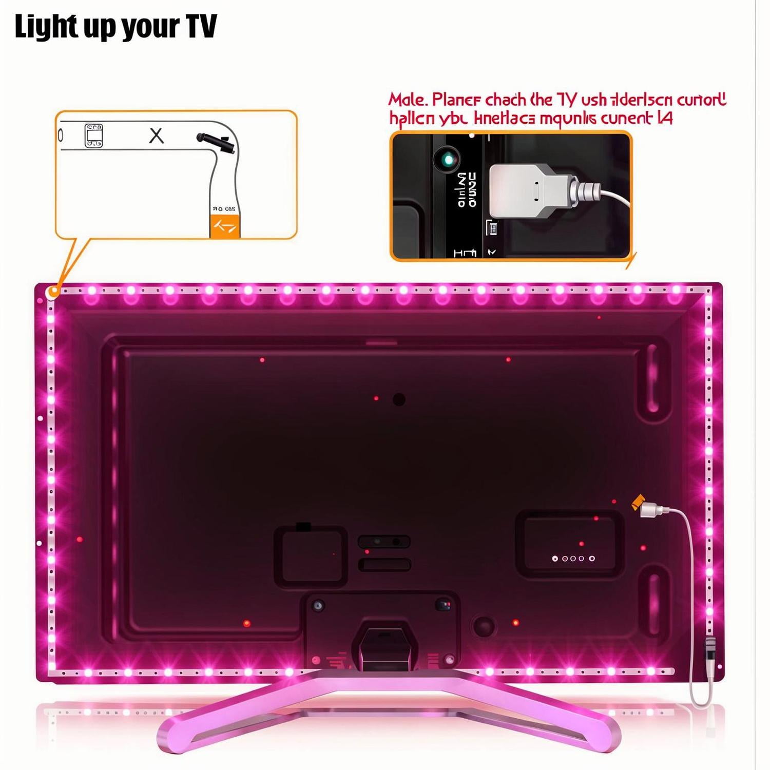 Maylit 14.3ft TV LED Backlight for 65-75 Inch TVs USB Powered RGB Strip Lights with Remote 4 Pack for Room Decor