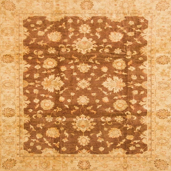 Ahgly Company Indoor Square Abstract Orange Oriental Area Rugs, 3' Square