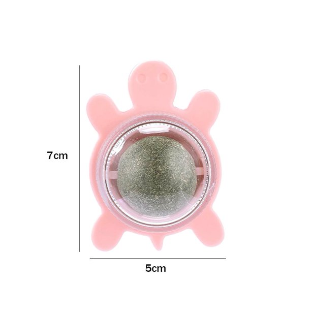 Tortuga Catnip Toys Rotatable Cat Wall Stick-on Ball Juguetes Suministros para mascotas (Rosa) Sywqhk Libre de BPA