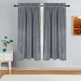 thumbnail image 2 of GlowSol Velvet Tier Curtains for Living Room 45 inch Length Heavy-Duty Room Darkening Half Window Covering Kitchen Cafe Curtains, Gray, 2 Panels, 2 of 8