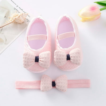 

Hinvhai Baby Girl Mary Jane Cute Bowknot Flats Shoes Clearance Classic Casual Soft Sole Non-Slip Solid Color Toddler First Walkers Infant Dress Shoes Pink 12-15 Months