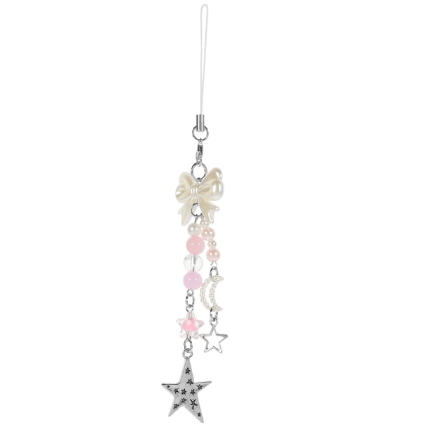 Dije de teléfono con forma de monedero, colgante kawaii con lazo y estrella, decoración para teléfono.