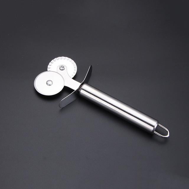 Stainless Steel Double Roller Pizza Blade Cutter Pastry Pasta Kitchen Tool S 