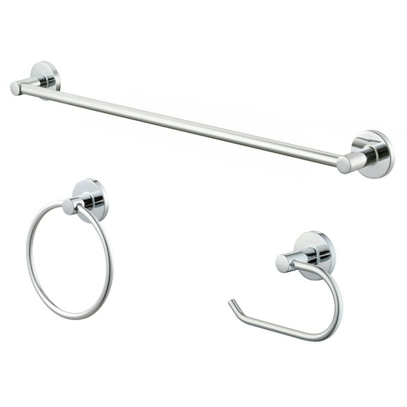 Mainstays Modern Round 3-Piece Bath Accessory Kit in Chrome