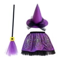 thumbnail image 2 of Mifsaly 3 Pack Kids Girls Halloween Witch Costume Sets Tutu Skirt, Magic Brooms and Witch Hat for 4-10 Years, 2 of 5