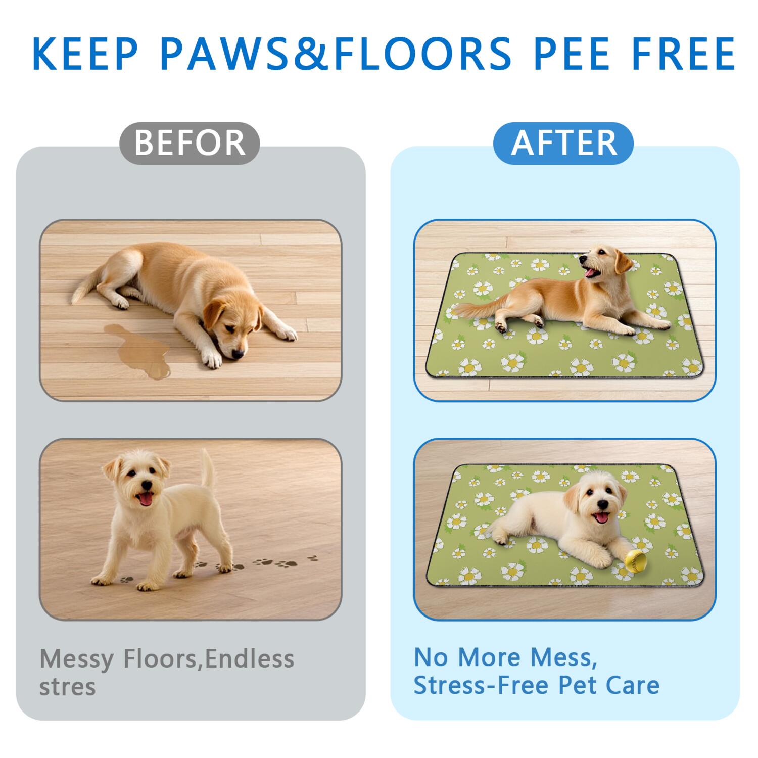 24x35 Inch Puppy Potty Pads Washable 2-Count, Reusable Dog Training Pads with Lock-in Moisture Technology and Leak-Resistant Lining for Home Use