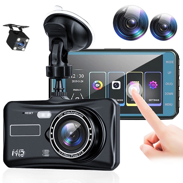 Binmer Wireless Screen For Car With Android Auto 4 Inch Car Stereo 4K Dash Cam 1080p Backup Camera Driving Recorder