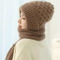 thumbnail image 3 of Women'S Plush-Lined Acrylic Balaclavas Hood Scarf Hat Windproof Integrated Ear Protector Fashionable Winter Cap-C, 3 of 5