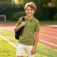 thumbnail image 6 of Havenx Boys'school Uniform Polo Shirts Short Sleeve Button Up Collared Polo Shirts with Pocket Moisture Wicking Tshirts Dry Fit Athletic School Uniform Casual Clothes,Camouflage Green 100(2-3Y), 6 of 6
