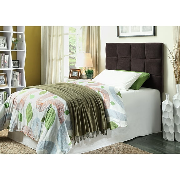 Furniture of America Maderira Flannelette Headboard, Twin, Dark Brown