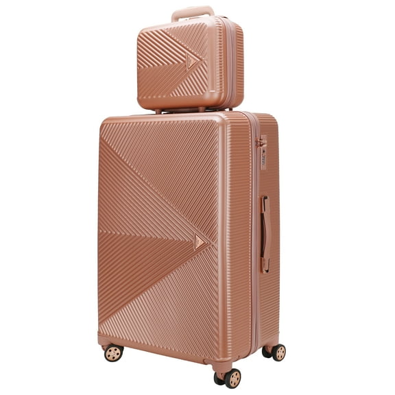 MKF Collection Felicity Carry-On Luggage Hardside, Luxurious Travel Suitcase by Mia K - Rose Gold