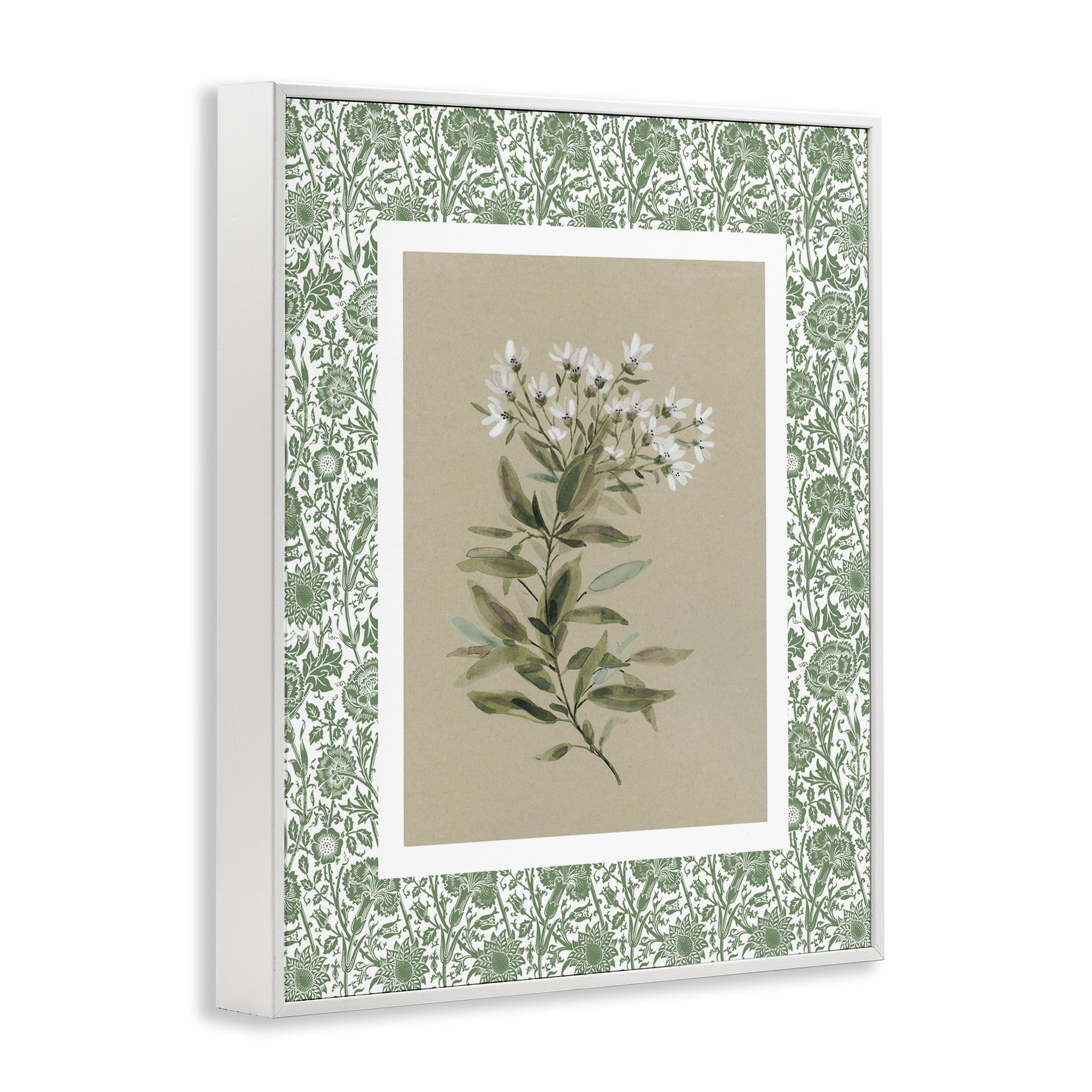 Stupell Industries Green Botanical Pattern White Framed Giclee Art, design by Carol Robinson