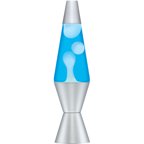 Lava Lite 14.5" Classic Lava Lamp, White Wax/Blue Liquid/Silver Base