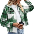 thumbnail image 3 of Flannel Jacket for Women Trendy Fleece Lined Button Down Plaid Shacket Long Sleeve Hooded Jackets Fall Winter Pocket Coat, 3 of 5