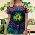 thumbnail image 5 of GEWSEY St. Patrick's Day Scrub Tops Women Cute V Neck Short Sleeve Green Shamrocks Printed Nurse Holiday Working Uniforms (Dark Purple, L), 5 of 8