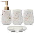 thumbnail image 1 of Juego de 4 Accesorios de baño de cerámica, diseño de mármol Dorado y Blanco, dispensador de jabón, Vaso para Cepillo de Dientes, jabonera, Adecuado para tocador de baño, Regalo para el hogar, 1 of 7