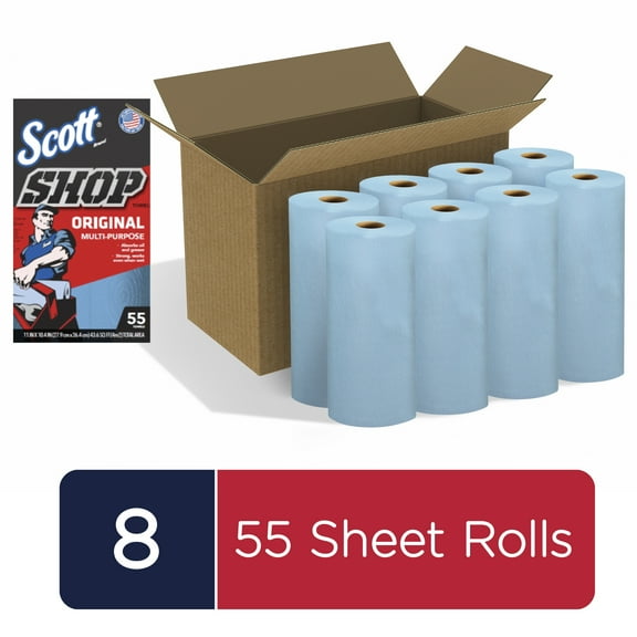 Scott Shop Towels, 8 Rolls, 55 Sheets Per Roll