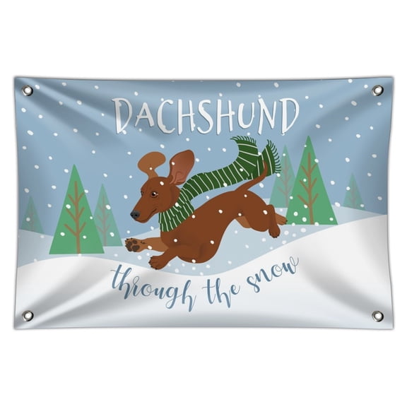 Dachshund Dashing Through the Snow Winter Christmas Home Business Office Sign