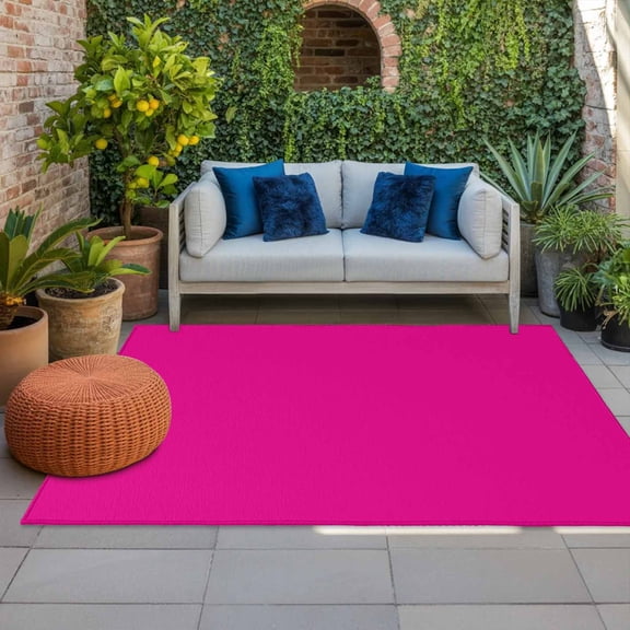 Outdoor Rug 3x5ft Solid Color Large Area Rug Pure Pink Rosy Simple Style Indoor Outdoor Carpet Outdoor Rugs Mats for Patio Camping,RV,Front Door, Outside Decor