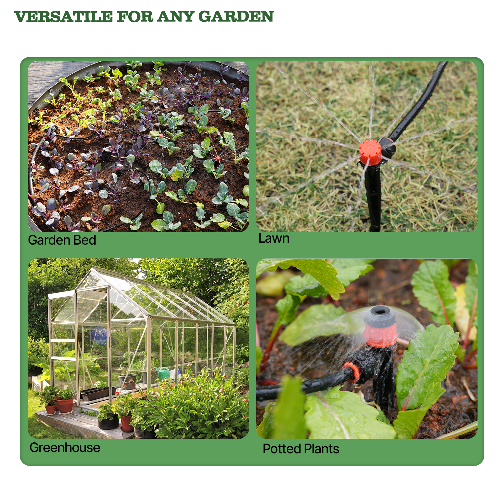 100FT Drip Irrigation System Kit, Quick-Connect Garden Watering System with 1/2” & 1/4” Tubing, Y Splitter, 22 Adjustable Emitters & Nozzles for Garden Beds, Greenhouse, Yard